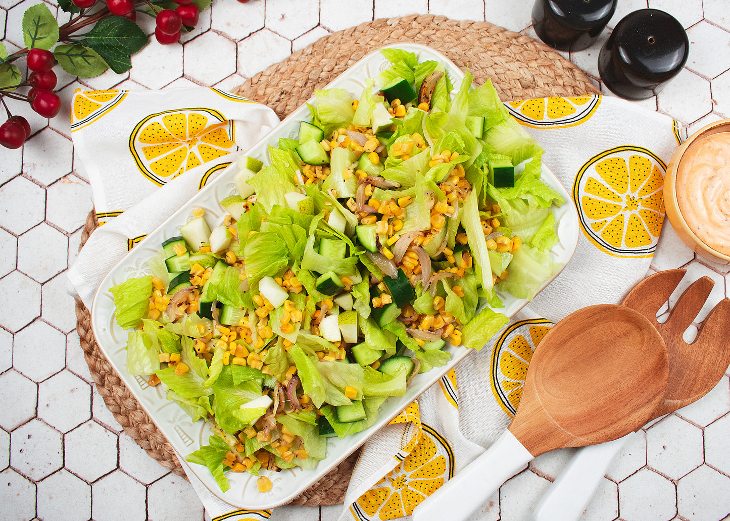 Crunchy corn and cucumber salad with chipotle dressing (serves 6)