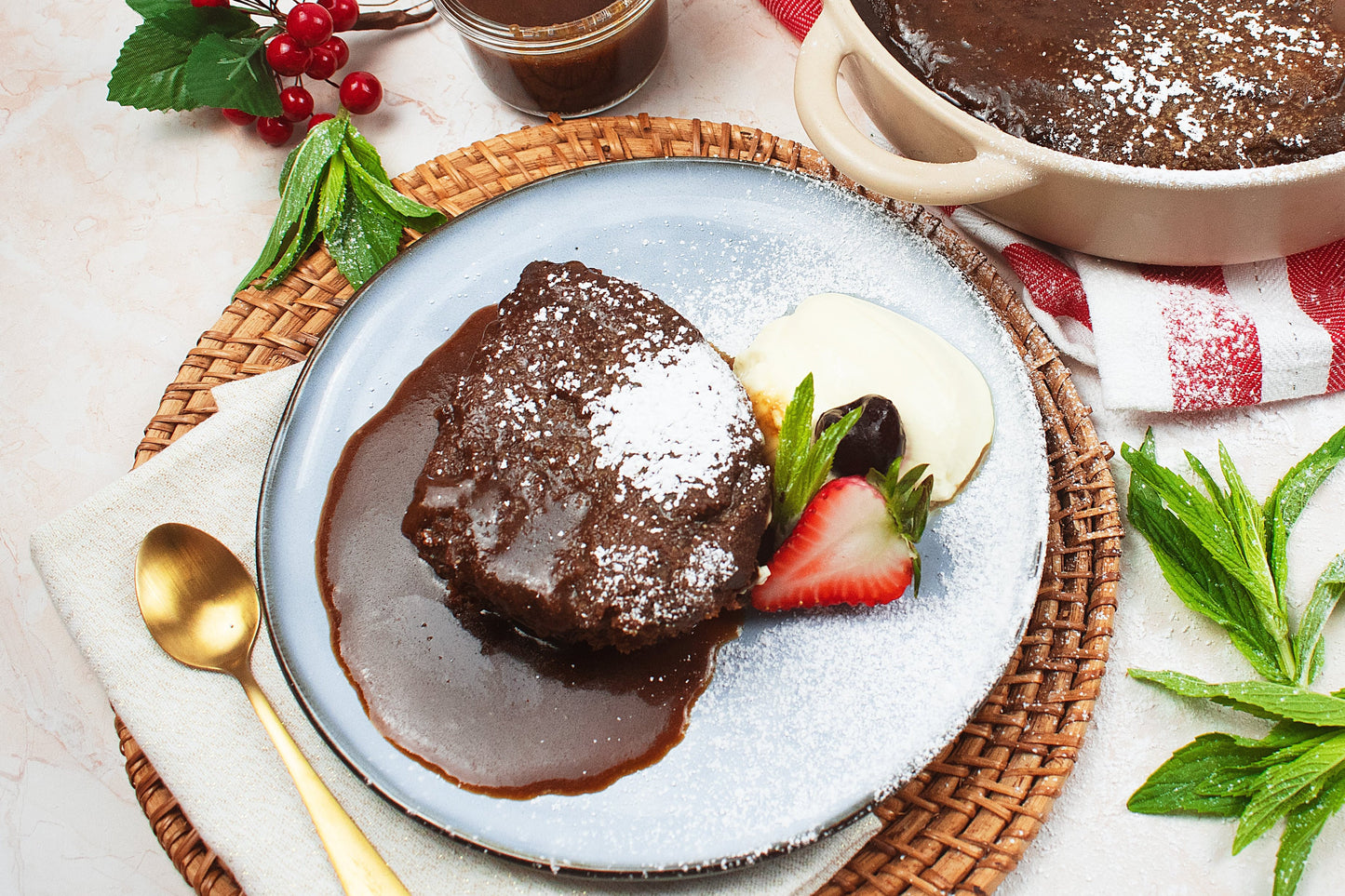 Sticky date pudding with toffee sauce (serves 6-8)